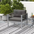 Costway Patio Aluminum Armchair Outdoor Single Sofa Chair with Cushions & Armrests Lawn