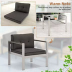Costway Patio Aluminum Armchair Outdoor Single Sofa Chair with Cushions & Armrests Lawn