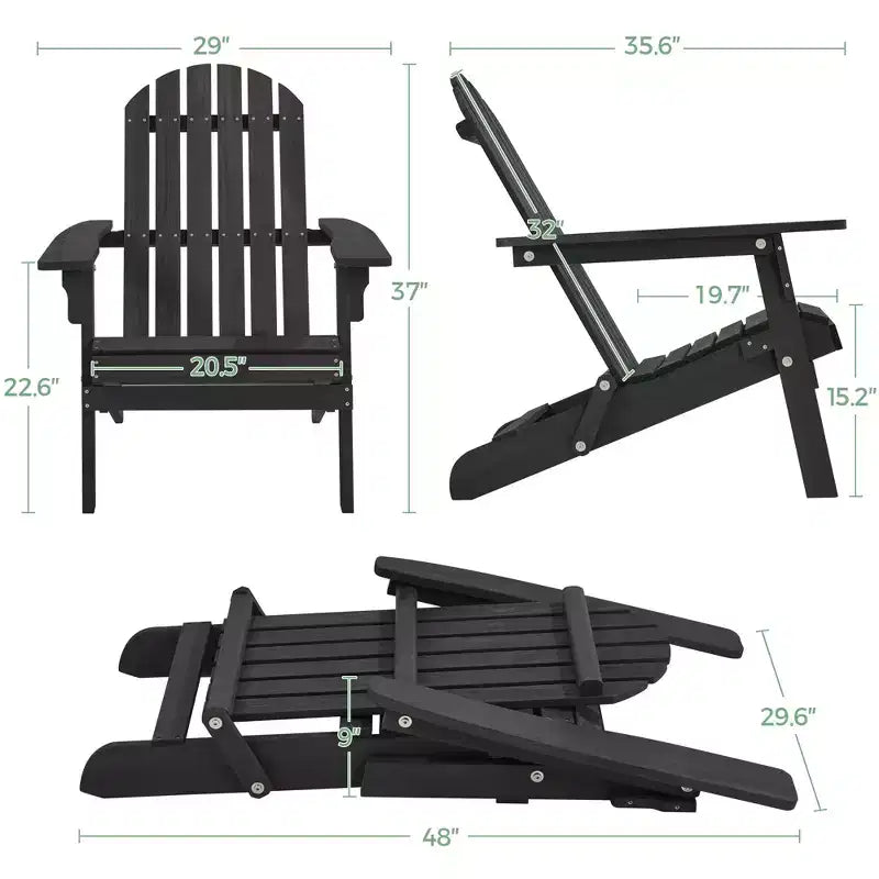 Yaheetech, set di 2 sedie pieghevoli Adirondack in legno massello per esterni