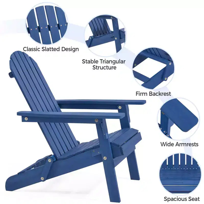 Yaheetech, set di 2 sedie pieghevoli Adirondack in legno massello per esterni