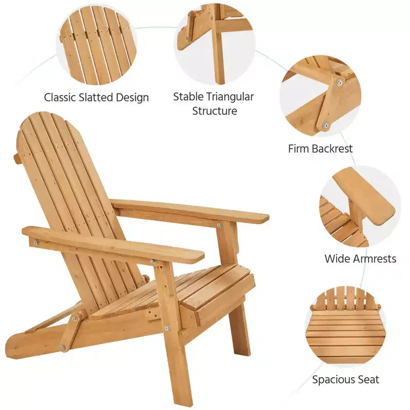 Yaheetech, set di 2 sedie pieghevoli Adirondack in legno massello per esterni