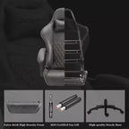 Adjustable Gaming Chair with Massage Lumbar Support and Retractable Footrest - Dowinx