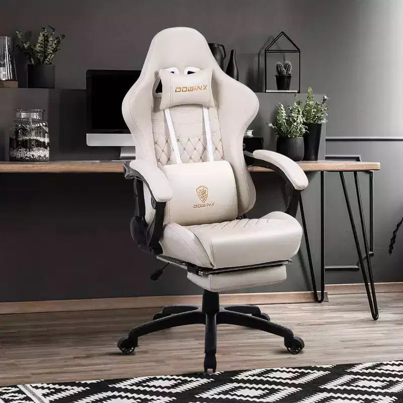 Adjustable Gaming Chair with Massage Lumbar Support and Retractable Footrest - Dowinx