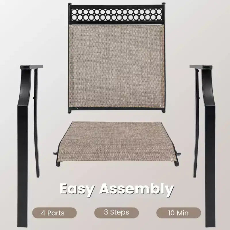 Costway Sedie da Giardino Set da 2 con Tessuto Traspirante per Tutte le Stagioni Schienale Alto Blu/Caffè/Nero