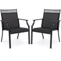 Costway Patio Chairs Set of 2 with All Weather Breathable Fabric High Backrest Blue/Coffee/Black