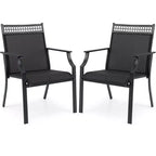 Costway Patio Chairs Set of 2 with All Weather Breathable Fabric High Backrest Blue/Coffee/Black