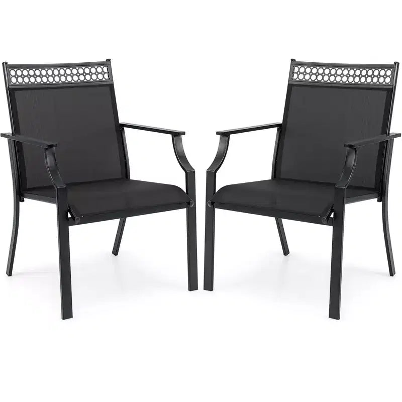 Costway Patio Chairs Set of 2 with All Weather Breathable Fabric High Backrest Blue/Coffee/Black