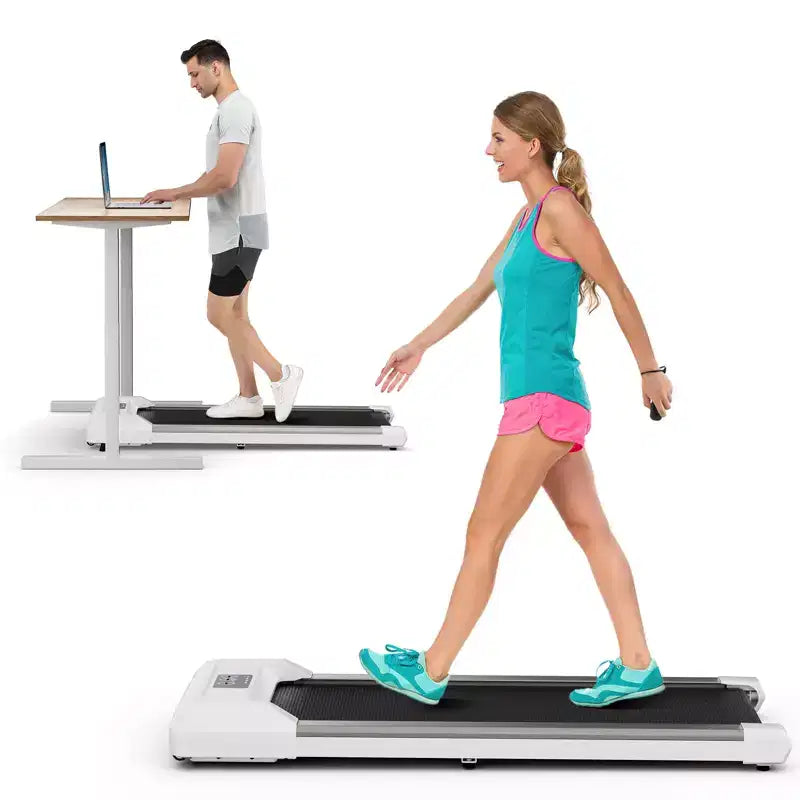 Tapis roulant Costway Walking Pad con capacità 120 kg, telecomando e display LED, da scrivania, grigio/nero/rosa