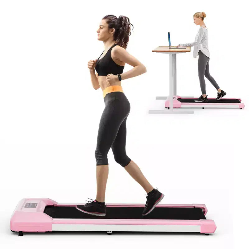Tapis roulant Costway Walking Pad con capacità 120 kg, telecomando e display LED, da scrivania, grigio/nero/rosa