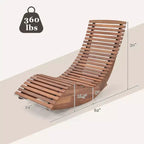 Costway Sedia a dondolo da esterno 1/2 pz in legno di acacia con sedile a doghe allargato e schienale alto