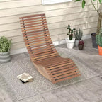Costway Sedia a dondolo da esterno 1/2 pz in legno di acacia con sedile a doghe allargato e schienale alto
