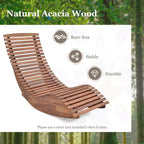 Costway Sedia a dondolo da esterno 1/2 pz in legno di acacia con sedile a doghe allargato e schienale alto