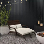 Sedia Adirondack Outsunny in Vimini per 2 persone con Cuscini e Poggiapiedi, Sedia con Schienale Alto e Braccioli Ampi in Rattan PE per Braciere