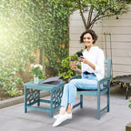 Four Seasons Courtyard Sedia da Patio Portland con Braccioli, Seduta da 22 Pollici, in Legno Duro Invecchiato, Finitura con Spazzolatura Metallica e Capacità Massima di 250 Libbre, Blu