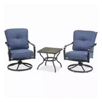 Four Seasons Courtyard Beaumont 3 Piece Deep Seating Outdoor Patio Chat Furniture Set with 2 Swivel Cushioned Chairs and Square Side Table, Gray/Brown