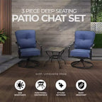 Set Salotto da Giardino 3 Pezzi Four Seasons Courtyard Beaumont per Esterni con 2 Poltrone Girevoli Imbottite e Tavolino Quadrato, Grigio/Marrone