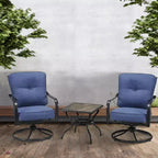 Set Salotto da Giardino 3 Pezzi Four Seasons Courtyard Beaumont per Esterni con 2 Poltrone Girevoli Imbottite e Tavolino Quadrato, Grigio/Marrone