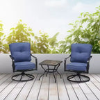 Set Salotto da Giardino 3 Pezzi Four Seasons Courtyard Beaumont per Esterni con 2 Poltrone Girevoli Imbottite e Tavolino Quadrato, Grigio/Marrone