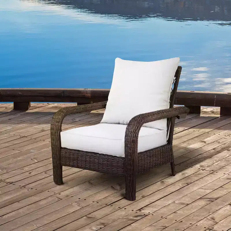 Four Seasons Courtyard Montego Bay Seating Furniture Set with 2 Adjustable All Weather Patio Outdoor Cushioned Chairs for Decks and Porches, Brown