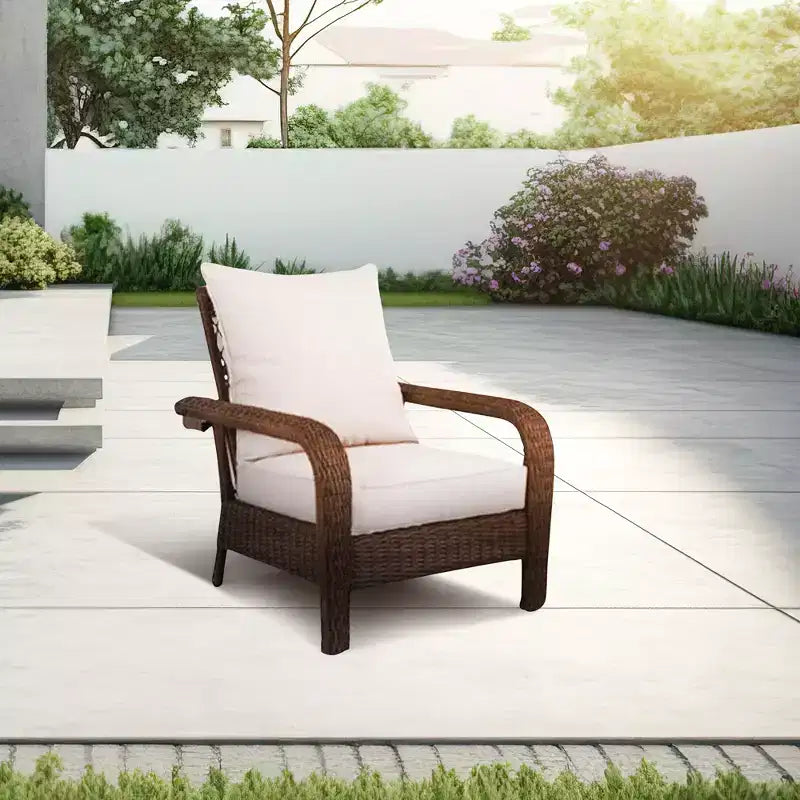 Four Seasons Courtyard Montego Bay Seating Furniture Set with 2 Adjustable All Weather Patio Outdoor Cushioned Chairs for Decks and Porches, Brown