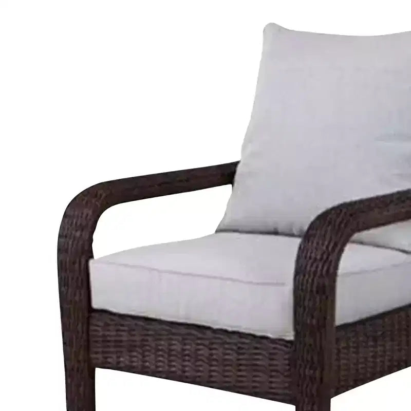 Four Seasons Courtyard Montego Bay Seating Furniture Set with 2 Adjustable All Weather Patio Outdoor Cushioned Chairs for Decks and Porches, Brown