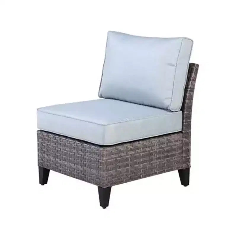 Four Seasons Courtyard Serronova Multi Tonal No Arm Brisbane Hand Woven Durable All Weather Wicker Aluminum Cushioned Chair, Light Gray