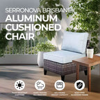 Four Seasons Courtyard Serronova Multi Tonal No Arm Brisbane Hand Woven Durable All Weather Wicker Aluminum Cushioned Chair, Light Gray