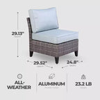 Four Seasons Courtyard Serronova Multi Tonal No Arm Brisbane Hand Woven Durable All Weather Wicker Aluminum Cushioned Chair, Light Gray