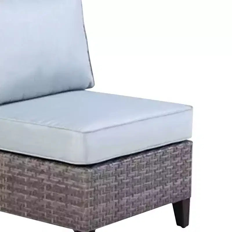 Four Seasons Courtyard Serronova Multi Tonal No Arm Brisbane Hand Woven Durable All Weather Wicker Aluminum Cushioned Chair, Light Gray