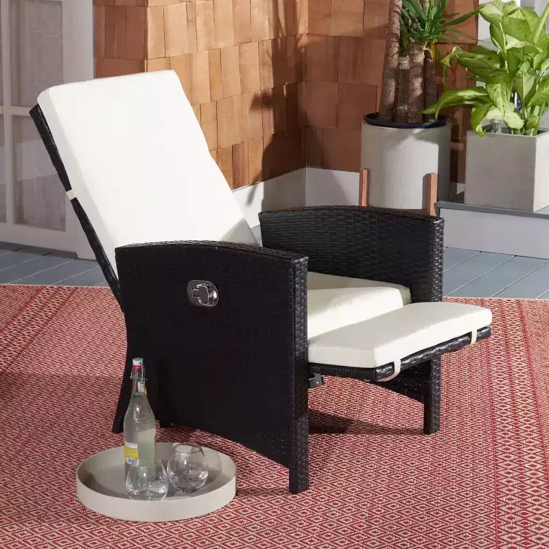 Herdla Recliner Chair Indoor/Outdoor - PAT9021 - Black/Beige - Safavieh