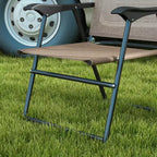 Outsunny Folding Patio Chairs, Set of 4 Sports Chairs for Adults, Camping Chairs with Armrests, Breathable Mesh Fabric Seat for Lawn