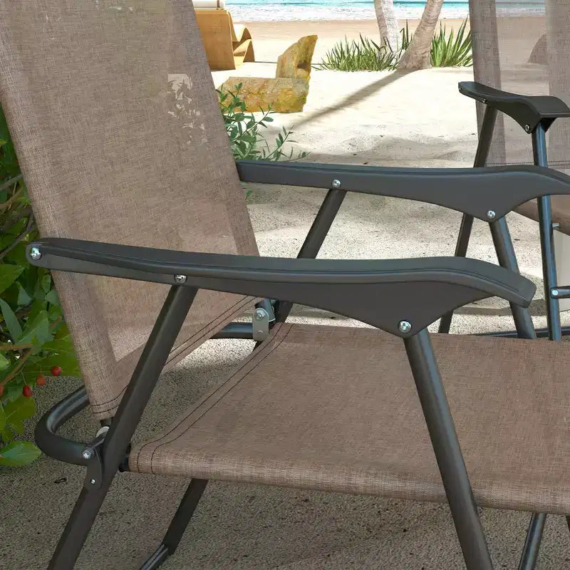 Outsunny Folding Patio Chairs, Set of 4 Sports Chairs for Adults, Camping Chairs with Armrests, Breathable Mesh Fabric Seat for Lawn