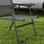 Outsunny Folding Patio Chairs, Set of 4 Sports Chairs for Adults, Camping Chairs with Armrests, Breathable Mesh Fabric Seat for Lawn