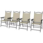Outsunny Folding Patio Chairs, Set of 4 Sports Chairs for Adults, Camping Chairs with Armrests, Breathable Mesh Fabric Seat for Lawn