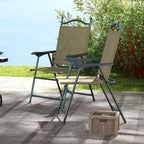 Outsunny Folding Patio Chairs, Set of 4 Sports Chairs for Adults, Camping Chairs with Armrests, Breathable Mesh Fabric Seat for Lawn