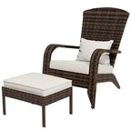 Sedia Adirondack in vimini Outsunny con poggiapiedi, poltrona da braciere con cuscino
