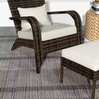 Sedia Adirondack in vimini Outsunny con poggiapiedi, poltrona da braciere con cuscino