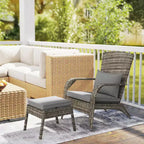 Sedia Adirondack in vimini Outsunny con poggiapiedi, poltrona da braciere con cuscino