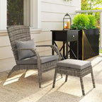 Sedia Adirondack in vimini Outsunny con poggiapiedi, poltrona da braciere con cuscino