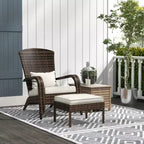 Sedia Adirondack in vimini Outsunny con poggiapiedi, poltrona da braciere con cuscino