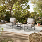 SONGMICS HOME Collezione Sencillo - Poltrona, Poltrona relax, Divano a 1 posto, Seduta da patio, con braccioli effetto legno, Grigio e Beige