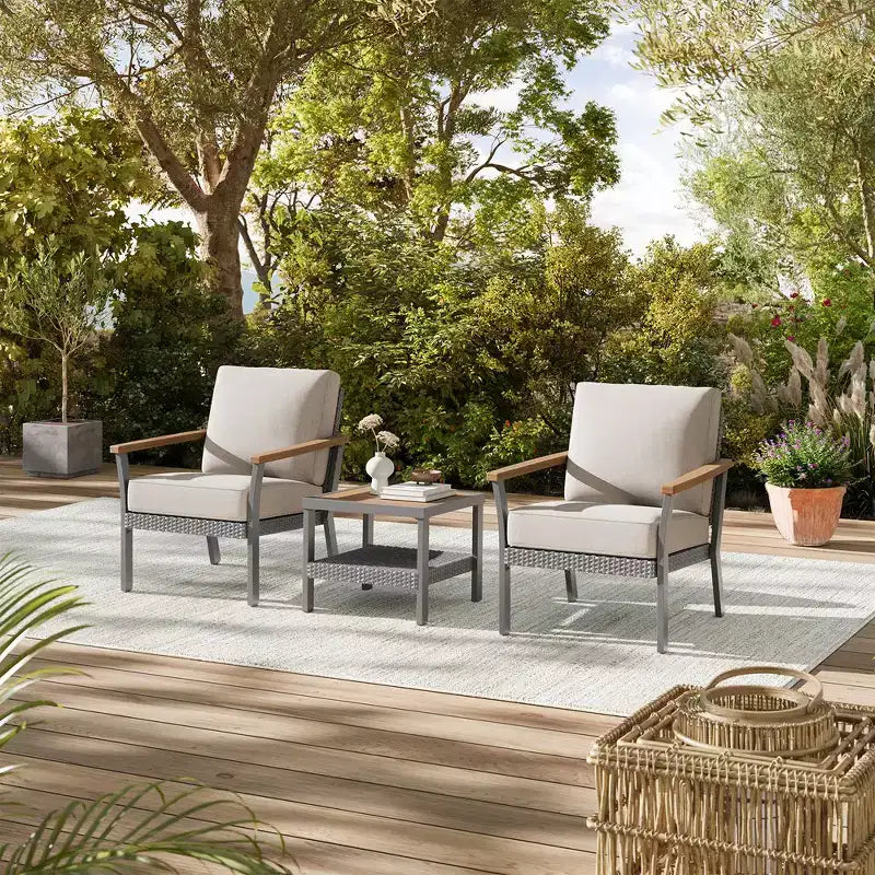SONGMICS HOME Collezione Sencillo - Poltrona, Poltrona relax, Divano a 1 posto, Seduta da patio, con braccioli effetto legno, Grigio e Beige
