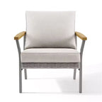 SONGMICS HOME Collezione Sencillo - Poltrona, Poltrona relax, Divano a 1 posto, Seduta da patio, con braccioli effetto legno, Grigio e Beige