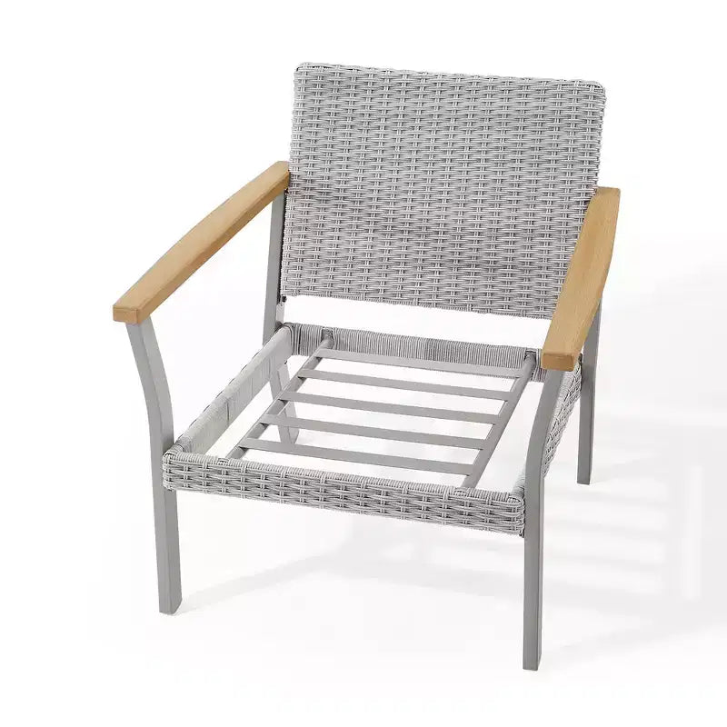 SONGMICS HOME Collezione Sencillo - Poltrona, Poltrona relax, Divano a 1 posto, Seduta da patio, con braccioli effetto legno, Grigio e Beige