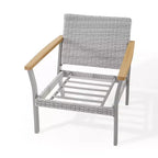 SONGMICS HOME Collezione Sencillo - Poltrona, Poltrona relax, Divano a 1 posto, Seduta da patio, con braccioli effetto legno, Grigio e Beige