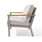 SONGMICS HOME Collezione Sencillo - Divanetto, Divano a 2 Posti, Poltrona, Poltrona da Patio, con Braccioli in Finto Legno, Grigio e Beige