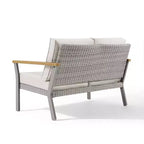 SONGMICS HOME Collezione Sencillo - Divanetto, Divano a 2 Posti, Poltrona, Poltrona da Patio, con Braccioli in Finto Legno, Grigio e Beige