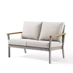 SONGMICS HOME Collezione Sencillo - Divanetto, Divano a 2 Posti, Poltrona, Poltrona da Patio, con Braccioli in Finto Legno, Grigio e Beige
