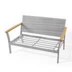 SONGMICS HOME Collezione Sencillo - Divanetto, Divano a 2 Posti, Poltrona, Poltrona da Patio, con Braccioli in Finto Legno, Grigio e Beige