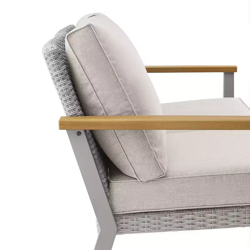 SONGMICS HOME Collezione Sencillo - Divanetto, Divano a 2 Posti, Poltrona, Poltrona da Patio, con Braccioli in Finto Legno, Grigio e Beige